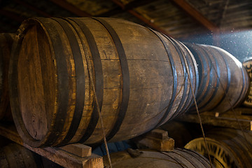 Image showing Wooden beer barrel