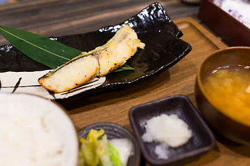 Image showing Grilled japanese fish in restaurant 