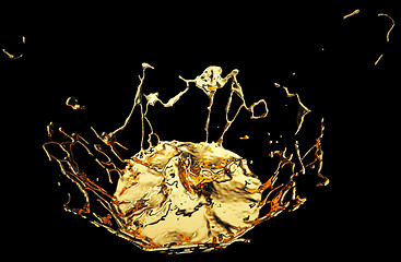 Image showing Splashes or splatters of melted gold or oil isolated on black