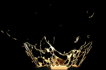 Image showing Liquid gold or oil splashes isolated on black