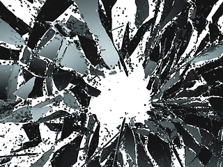 Image showing Shattered or demolished glass over white 