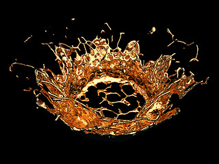 Image showing Liquid gold or oil splashes isolated on black