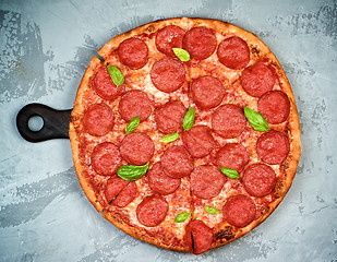 Image showing Freshly Baked Pepperoni Pizza