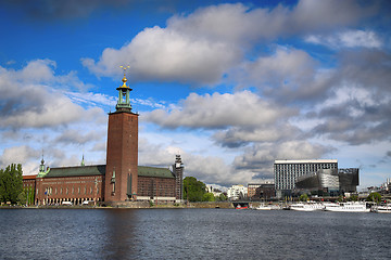 Image showing Scenic view of the City Hall from Riddarholmskyrkan, Stockholm, 