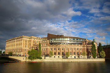 Image showing Norrbro bridge and parliament building (the former Riksbank)  in