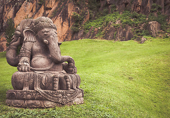 Image showing Ganesha statue in a beautiful mountain garden
