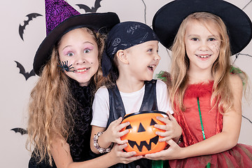 Image showing Happy children on Halloween party