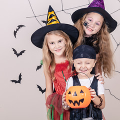 Image showing Happy children on Halloween party