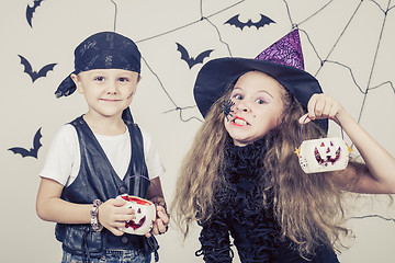 Image showing Happy children on Halloween party