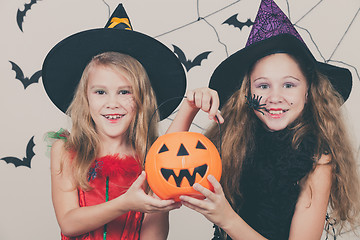 Image showing Happy children on Halloween party