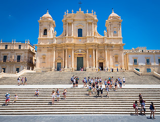 Image showing NOTO, ITALY - 21th June 2017: tourists in front of San Nicolò C