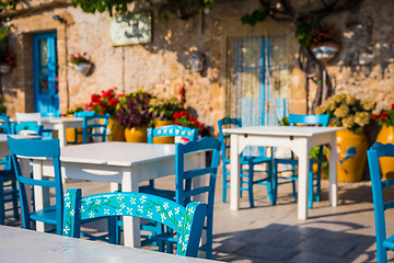 Image showing Tables in a traditional Italian Restaurant in Sicily