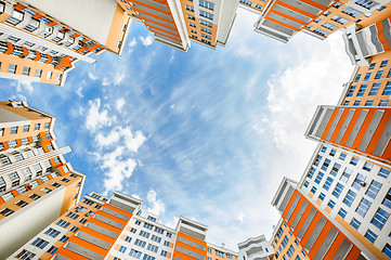 Image showing wide angle shot of new residential buildings