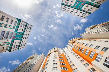 Image showing wide angle shot of new residential buildings