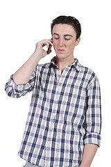 Image showing casual man talking on a cell phone