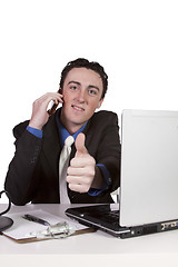 Image showing Businessman at His Desk Working