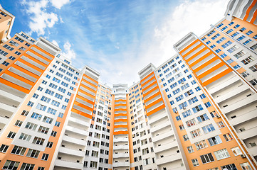 Image showing wide angle shot of new residential buildings