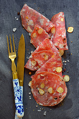 Image showing Italian salami with nuts