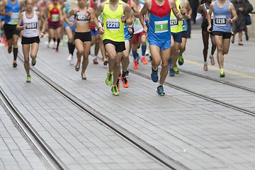 Image showing Marathon running race on the city road