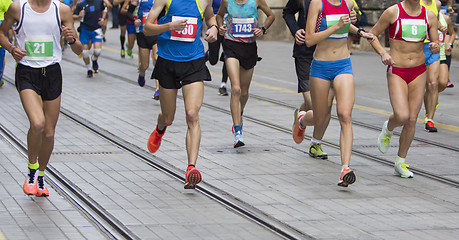 Image showing Marathon running race on the city road