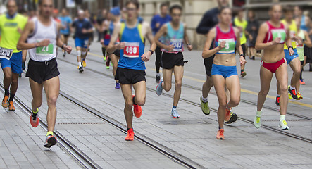 Image showing Marathon running race on the city road
