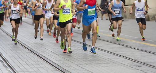 Image showing Marathon running race on the city road