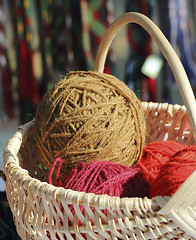 Image showing Balls of colored yarn