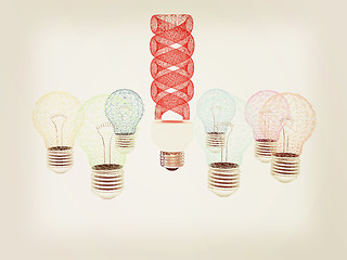 Image showing energy-saving lamps. 3D illustration. Vintage style.