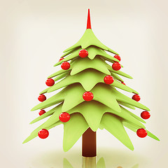 Image showing Christmas tree. 3d illustration. Vintage style.