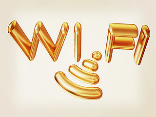 Image showing Gold wifi icon for new year holidays. 3d illustration. Vintage s