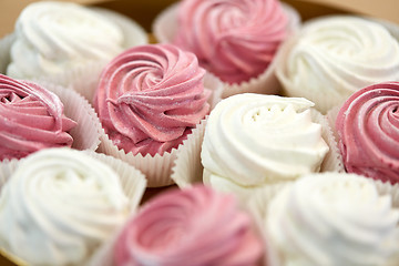 Image showing close up of zephyr or marshmallow dessert on plate