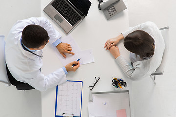 Image showing doctor with prescription and patient at hospital