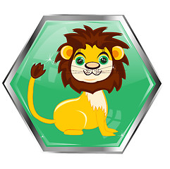 Image showing Button with animal lion