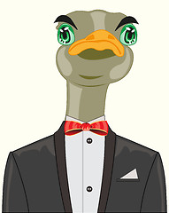 Image showing Ostrich in suit