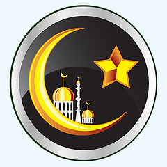 Image showing Symbol of the islam on button
