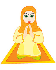 Image showing Girl arab is prayed