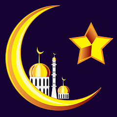 Image showing Symbol of the islam on black