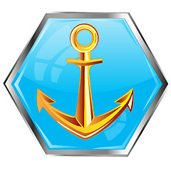 Image showing Golden anchor on button