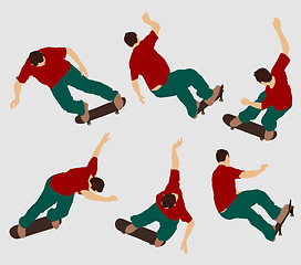 Image showing skateboarder  silhouettes