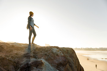 Image showing Woman over the cliff