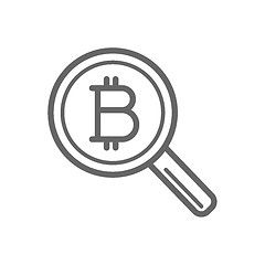 Image showing Bitcoin search with magnifier line icon.