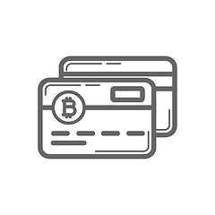 Image showing Bitcoin credit and cash plastic card line icon.