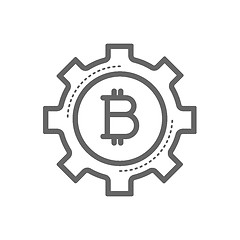 Image showing Bitcoin in a gear line icon.