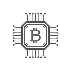 Image showing Bitcoin blockchain line icon.