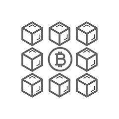 Image showing Bitcoin blockchain line icon.