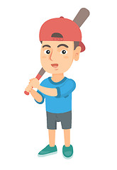 Image showing Young caucasian boy playing baseball.