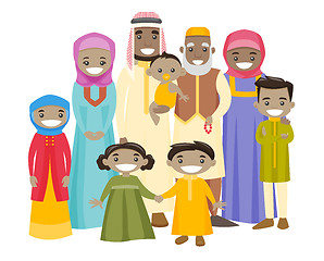 Image showing Happy extended muslim family with cheerful smile.