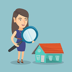 Image showing Young caucasian business woman looking for house.