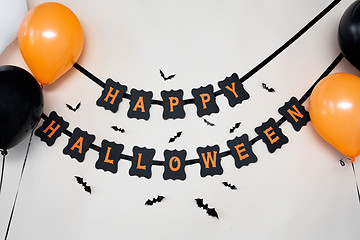 Image showing happy halloween party garland with air balloons