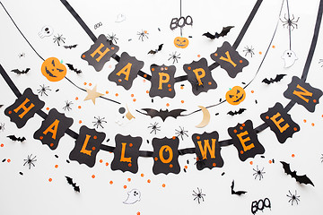 Image showing happy halloween party black garland and decoration